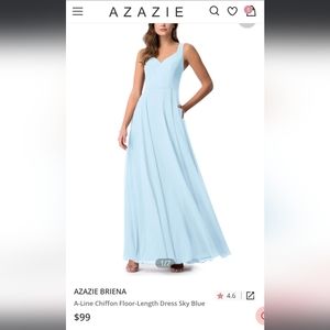 Azazie sky blue bridesmaids A-line chiffon dress with pockets